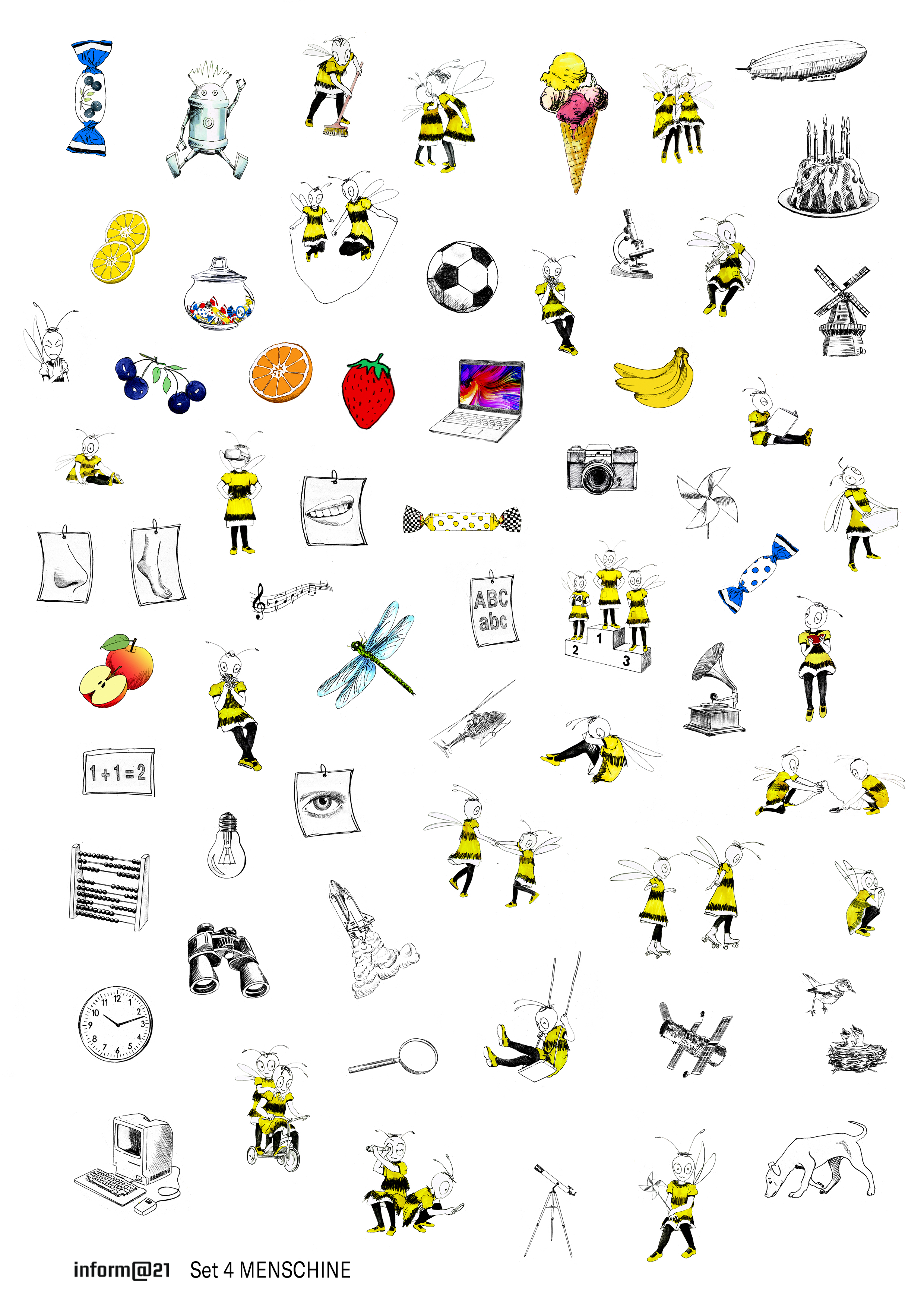 inform@21 Kindergarten bis 3. Klasse Stickerbogen Set 4